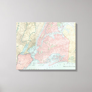 Antique Map of New York City Canvas Print