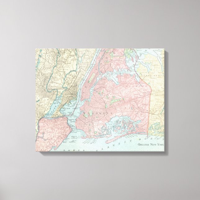 Antique Map of New York City Canvas Print (Front)