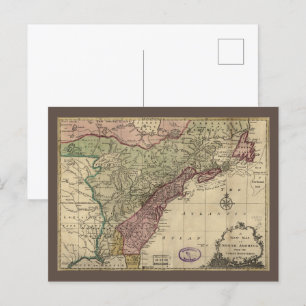 Antique Map of North America, Restored, 1763 Postcard