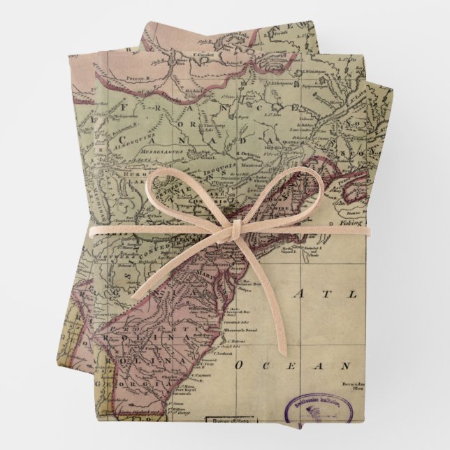 Antique Map of North America, Restored, 1763 Wrapping Paper Sheet (In situ)
