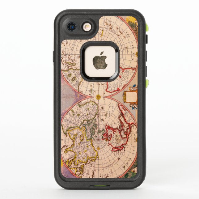 Antique Map of North and South Hemispheres LifeProof iPhone Case (Back)