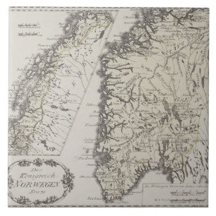 Antique Map of Norway Tile