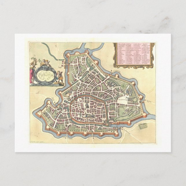 Antique Map of Padua, Italy, Postcard (Front)