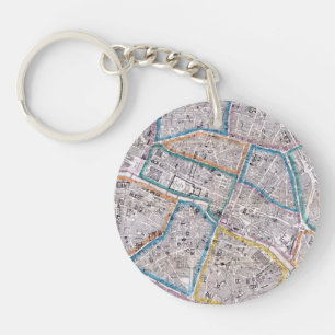 Antique Map of Paris Keychain