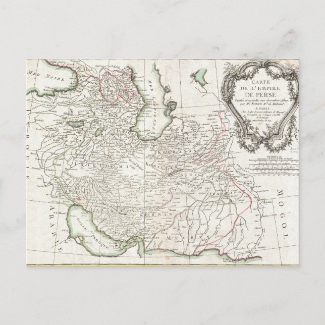 Antique Map of Persia- Iran, Afghanistan, & Iraq Postcard (Front)