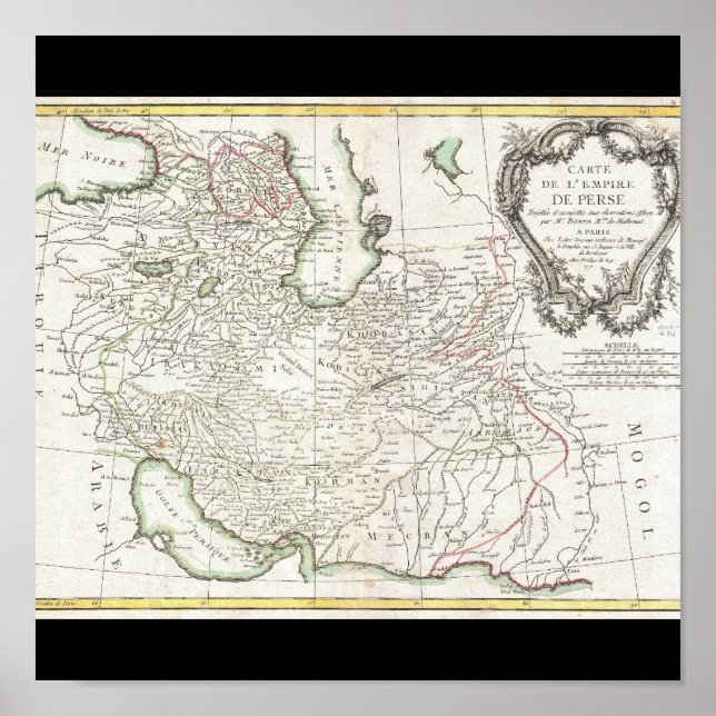 Antique Map of Persia- Iran, Afghanistan, & Iraq Poster (Front)