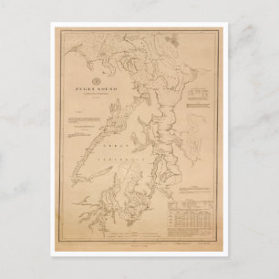 Antique map of Puget Sound Postcard