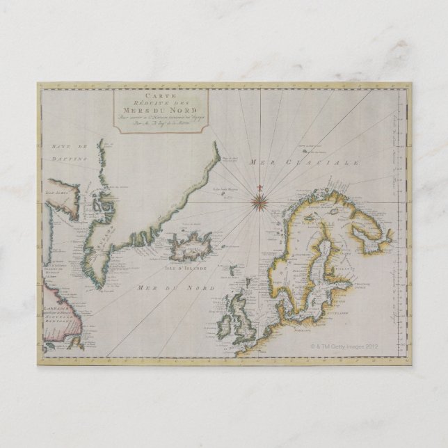 Antique Map of Scandinavia 2 Postcard (Front)