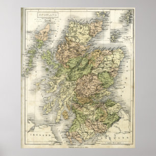 Antique map of Scotland Poster