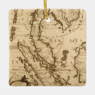 Antique Map of South East Asia   1687 Ceramic Ornament