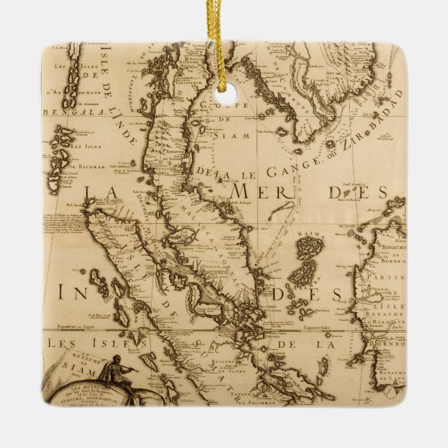 Antique Map of South East Asia | 1687 Ceramic Ornament (Front)