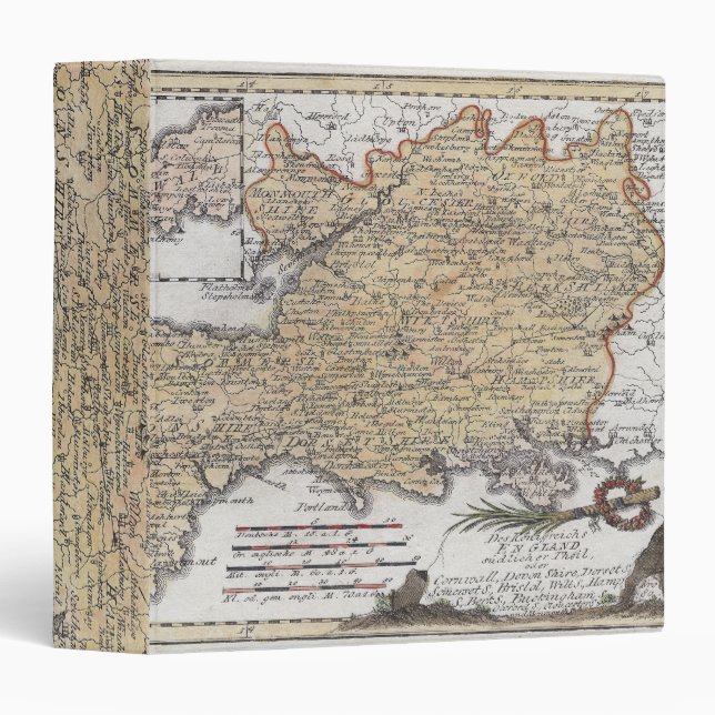 Antique Map of Southern England, Devon, Cornwall Binder (Front/Spine)