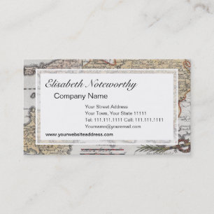 Antique Map of Southern England, Devon, Cornwall Business Card