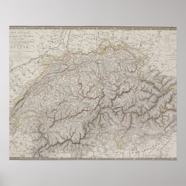 Antique Map of Switzerland Poster (Front)