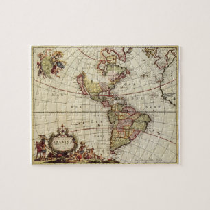 Antique Map of the Americas by Johannes De Ram Jigsaw Puzzle