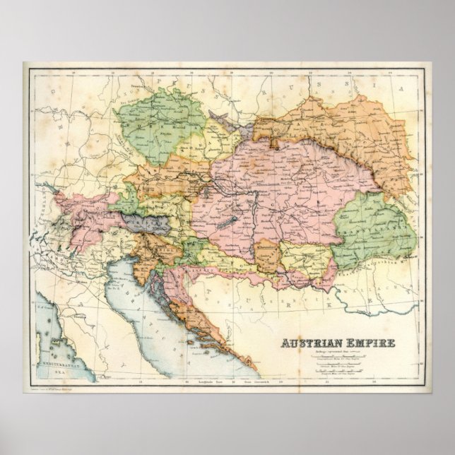 Antique map of the Austrian Empire Poster (Front)