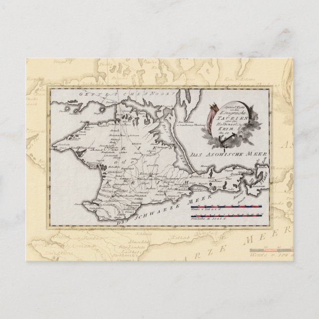 Antique map of the Crimean Peninsula Postcard (Front)