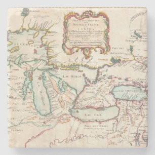 Antique Map of the Great Lakes Stone Coaster