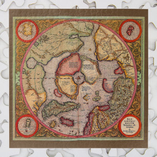 Antique Map of the North Pole Map by Mercator Jigsaw Puzzle