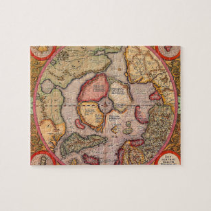 Antique Map of the North Pole Map by Mercator Jigsaw Puzzle