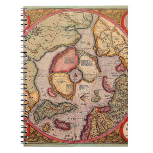 Antique Map of the North Pole Map by Mercator Notebook