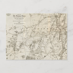 Antique map of the Saranac Lakes New York Postcard