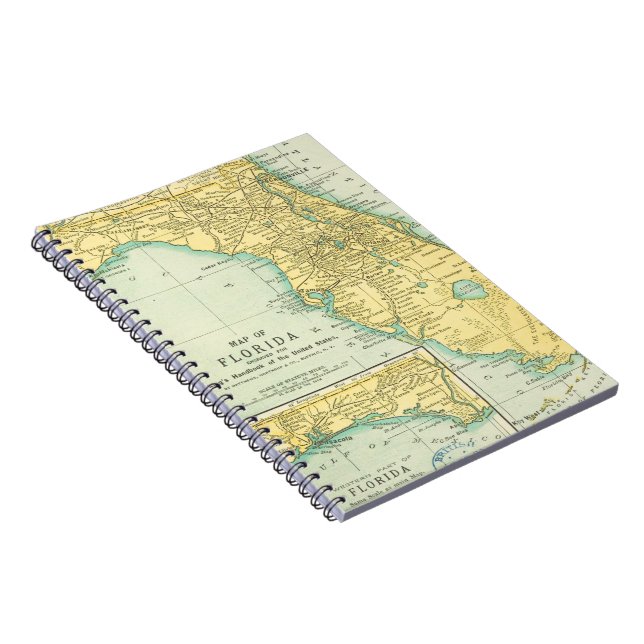 Antique Map of the State of Florida USA Notebook (Right Side)