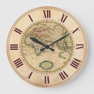 Antique Map of the World Large Clock