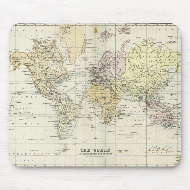 Antique Map of the World Mouse Pad (Front)