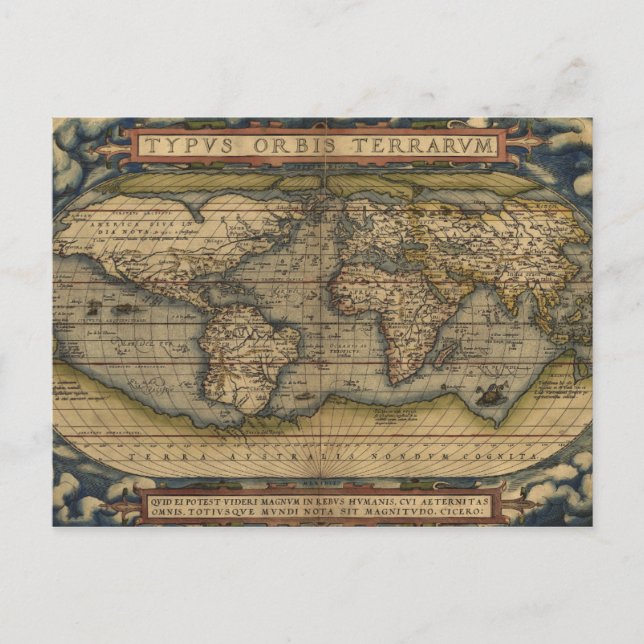 Antique Map of the World Postcard (Front)