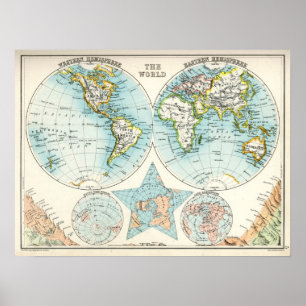 Antique map of the World Poster