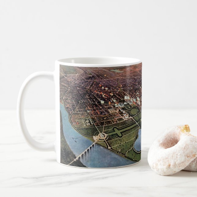 Antique Map of Washington DC and the Potomac River Coffee Mug (With Donut)