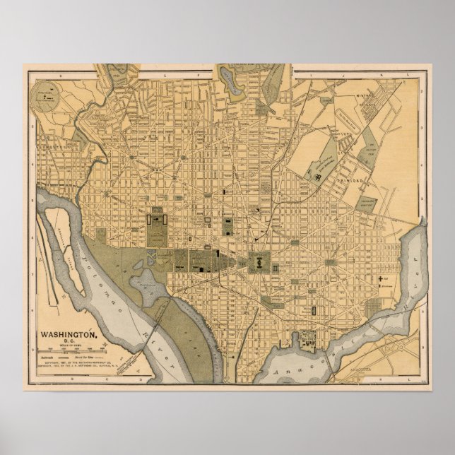 Antique Map of Washington DC Poster (Front)
