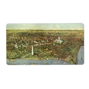 Antique Map, Panoramic View of Washington DC