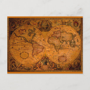 ANTIQUE MAP POSTCARD