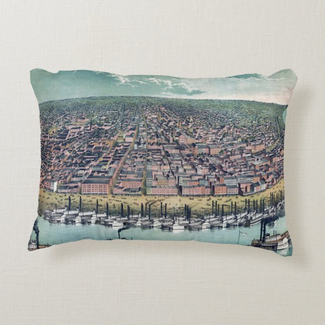Antique Map Saint Louis Missouri Mississippi River Accent Pillow (Back)