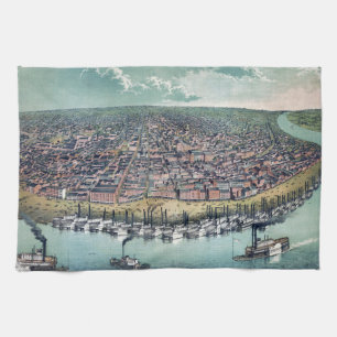 Antique Map Saint Louis Missouri Mississippi River Kitchen Towel