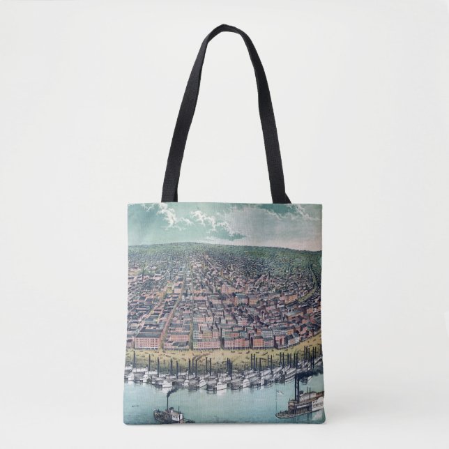 Antique Map Saint Louis Missouri Mississippi River Tote Bag (Front)