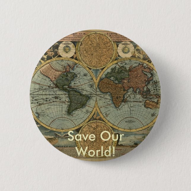 Antique Map Series 2 Inch Round Button (Front)