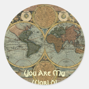 Antique Map Series Classic Round Sticker