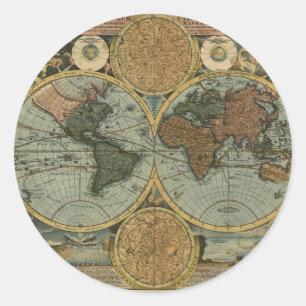 Antique Map Series Classic Round Sticker