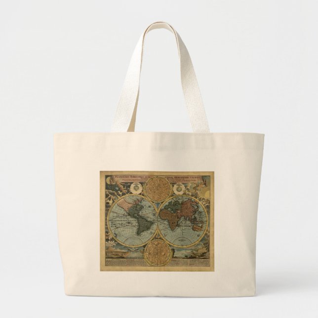 Antique Map Series Large Tote Bag (Front)