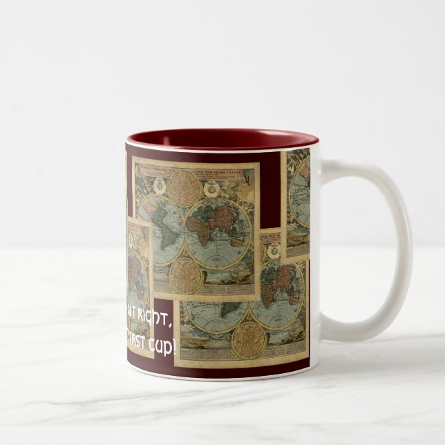 Antique Map Series Two-Tone Coffee Mug (Right)