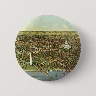 Antique Map with a Panoramic View of Washington DC 2 Inch Round Button