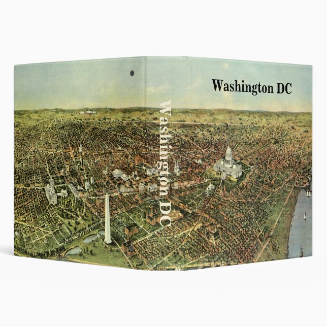 Antique Map with a Panoramic View of Washington DC Binder (Background)