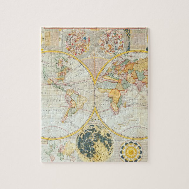 Antique Maps of the WorldDouble Hemisphere World Jigsaw Puzzle (Vertical)