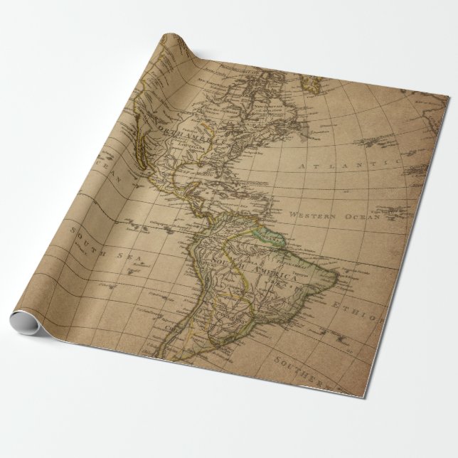 Antique Maps Style 16 Wrapping Paper Roll (Unrolled)