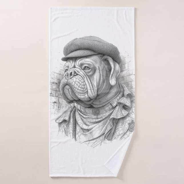 Antique Marble Bulldog Minister Guest Towel (Bath Towel)