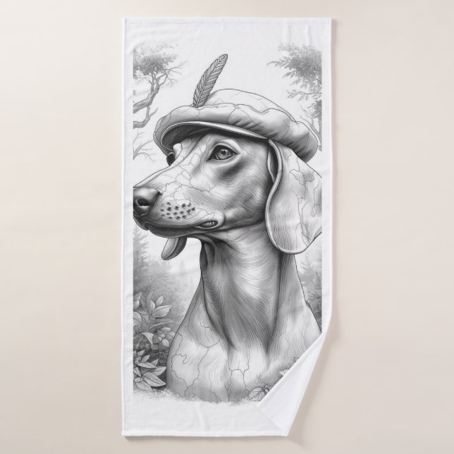 Antique Marble Dachshund Statue Hand Towel (Serviette de bain)