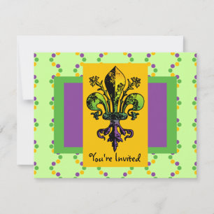 Antique Mardi Gras Fleur Invitation
